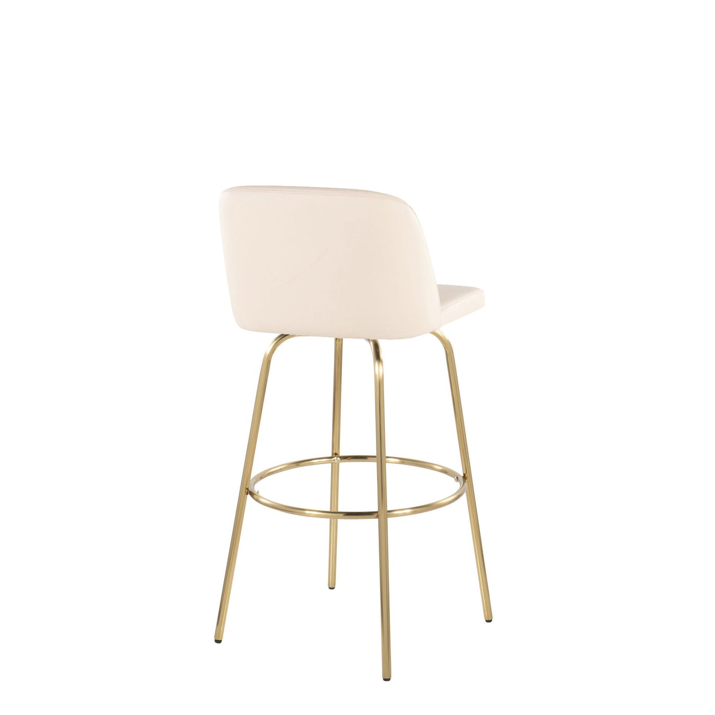 Toriano - Contemporary Fixed Height Barstool With Swivel With Round Footrest (Set of 2) - Cream / Gold