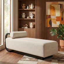 Load image into Gallery viewer, Zephyr - Linen Textured Fabric Upholstered Chaise - Painted Black Base
