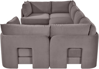 Hammond - Velvet Performance Fabric Upholstered 6 Piece U-Shaped Sectional