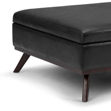 Load image into Gallery viewer, Owen - Square Coffee Table Storage Ottoman - Distressed Black
