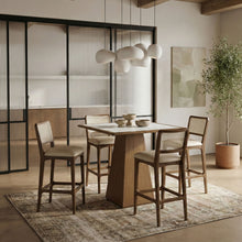 Load image into Gallery viewer, Atrium - Glass Top And Wood Base Dining Table
