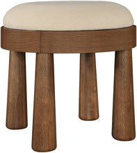 Load image into Gallery viewer, Larea - Linen Textured Fabric Upholstered Ottoman - Walnut Base

