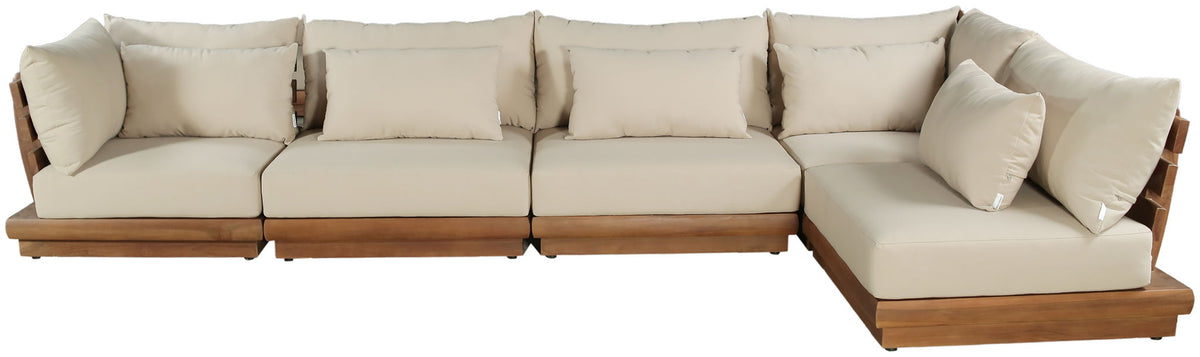Mirella - 5 Piece Water Resistant Fabric Upholstered Outdoor Patio Modular Sectional