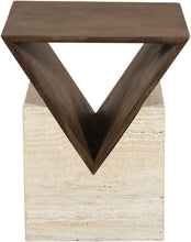 Load image into Gallery viewer, Opus - Travertine And Mango Wood End Table - Brown / Beige
