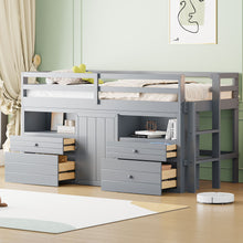 Load image into Gallery viewer, Loft Bed With 4 Drawers, Underneath Cabinet And Shelves
