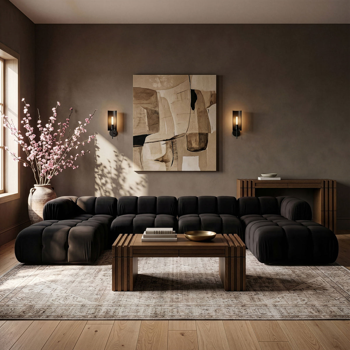 Orin - Velvet 6 Piece Modular Double Chaise Sectional