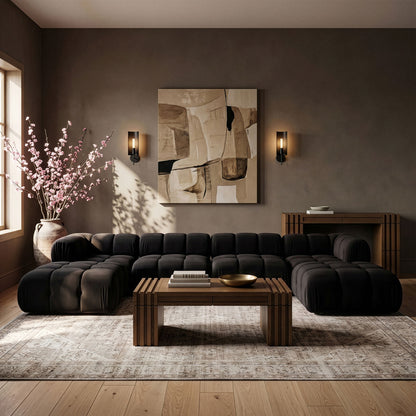 Orin - Velvet 6 Piece Modular Double Chaise Sectional