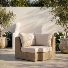 Load image into Gallery viewer, Seacrest - Olefin Water Resistant Fabric And Wicker Outdoor Patio Corner Chair
