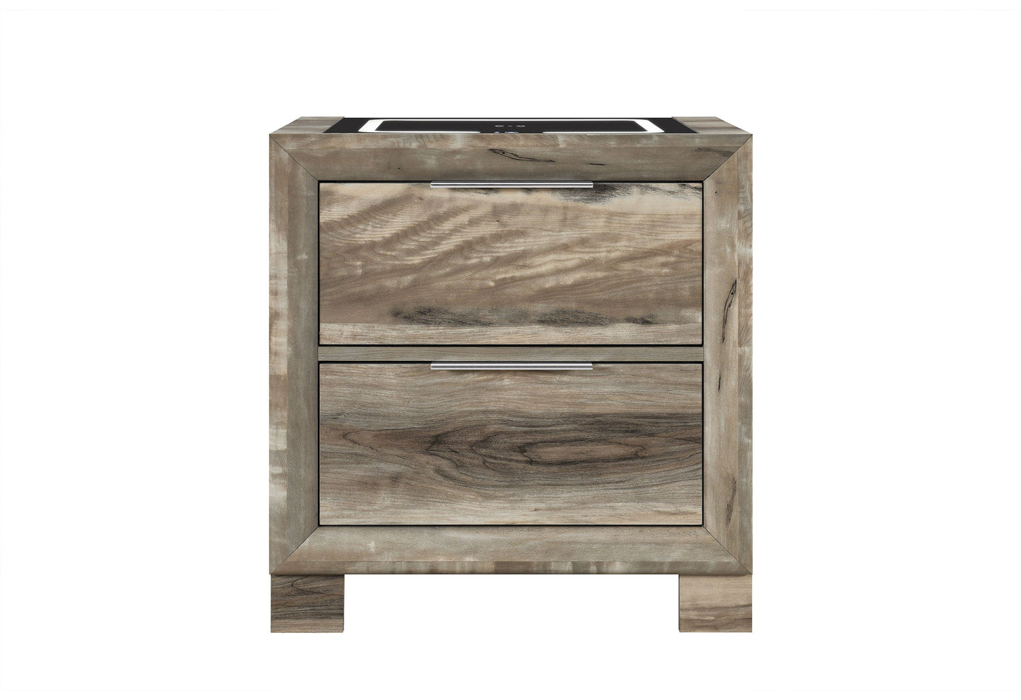 Callie - Nightstand With Wireless Charging Platform And LED Speaker - Brown