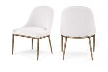 Load image into Gallery viewer, Ferro - Linen Textured Performance Fabric Upholstered Dining Side Chair - Cream / Brushed Gold

