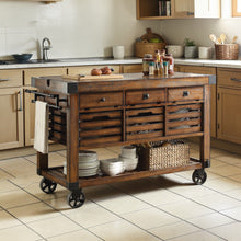 Load image into Gallery viewer, Kaif - Distressed Chestnut Kitchen Cart - Chestnut

