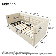 Load image into Gallery viewer, Upholstered Hydraulic Storage Daybed With USB &amp; Type C Charging
