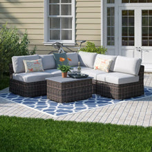 Load image into Gallery viewer, Wicker Sectional Sofa With Cushions And Table
