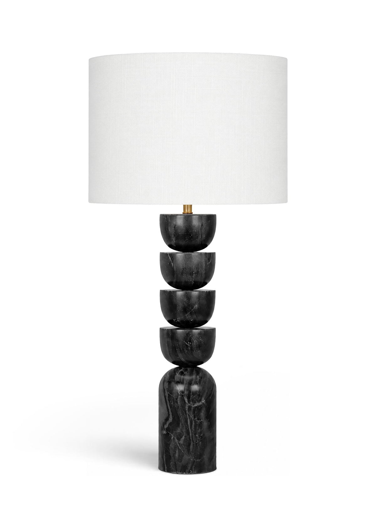 Opus - Genuine Marble, Linen Textured Fabric And Brass Table Lamp