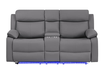 U6026 - 3 Piece Living Room Set (46A Reclining Sofa, Console Reclining Loveseat With Speaker) - Gray