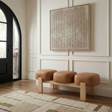 Load image into Gallery viewer, Woodcrest - Vegan Leather Upholstered Bench - Painted Natural Base
