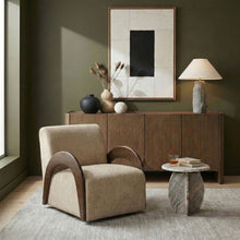 Load image into Gallery viewer, Neria - Chenille Fabric Upholstered Swivel Accent Chair - Painted Brown Base
