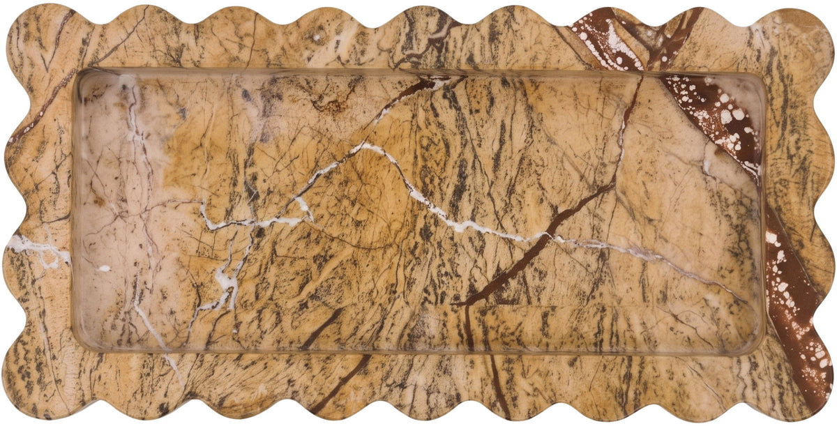 Josie - Genuine Marble Tray - Brown
