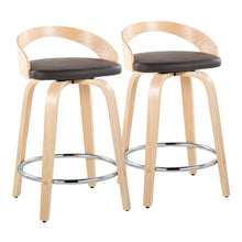 Load image into Gallery viewer, Grotto - Contemporary Fixed Height Counter Stool &amp; Swivel, Round Footrest (Set of 2)
