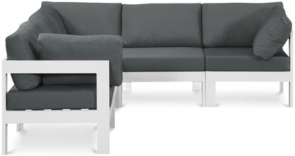 Nizuc - Outdoor Patio 5 Piece Modular Sectional With White Frame
