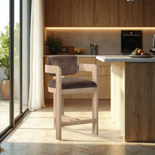 Load image into Gallery viewer, Sacha - Velvet Stool With Natural Base
