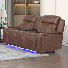 Load image into Gallery viewer, Carrow - Loveseat With Power Headrest, Footrest &amp; Cooler, Massage, Stereo - Brown
