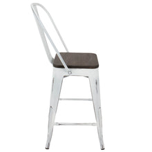 Load image into Gallery viewer, Oregon - Industrial High Back Counter Stool (Set of 2) - Vintage White / Espresso
