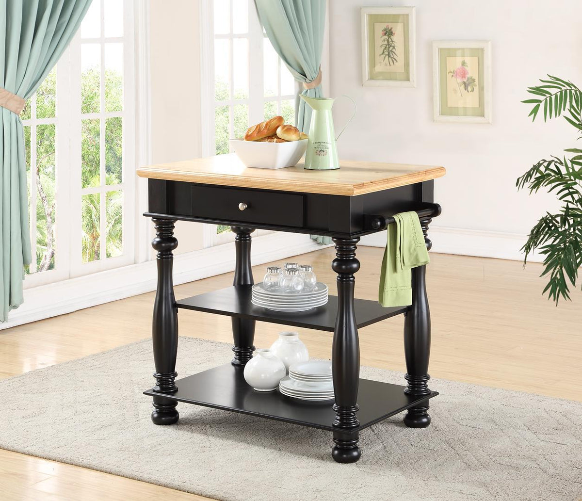 Avondale - Kitchen Island - Light Brown / Black
