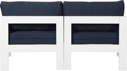 Nizuc - Outdoor Patio 2 Seat Armless Modular Sofa With White Frame