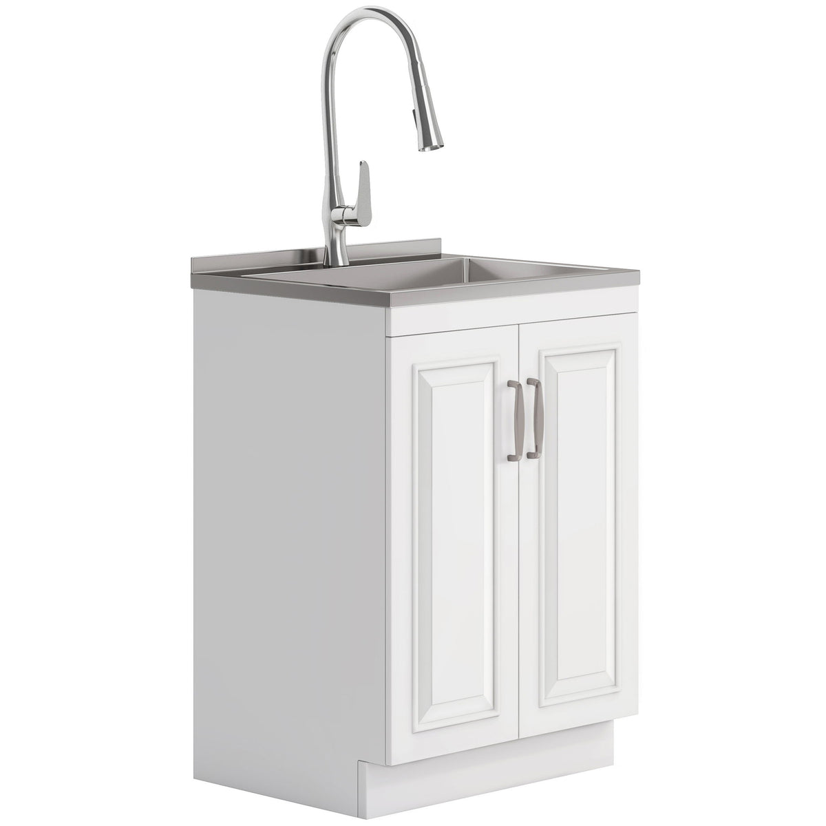Darwin - Deluxe Laundry Cabinet With Pull-Out Faucet And Stainless Steel Sink - Ego Home Furniture