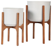 Load image into Gallery viewer, Dorcey - Planter Set (Set of 2) - White / Brown
