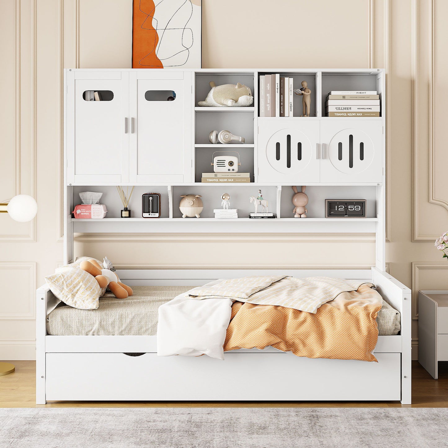 Daybed & All-In-One Cabinet And Shelf