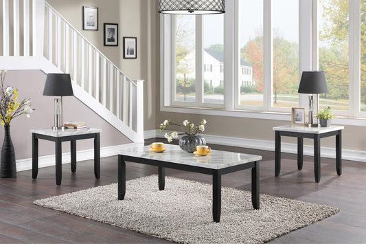 T130 - 3 Piece Table Set - White / Black