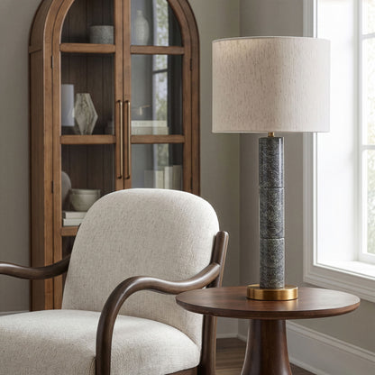 Opaline - Linen Textured Fabric And Brass Table Lamp