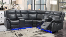 Load image into Gallery viewer, UM02 - Sectional LAF Power Console Reclining Loveseat With LED - Charcoal
