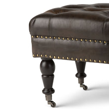 Load image into Gallery viewer, Henley - Tufted Ottoman Bench - Distressed Brown
