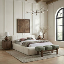 Load image into Gallery viewer, Woodcrest - Vegan Leather Upholstered Bench - Painted Brown Walnut Base
