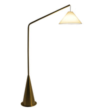 Load image into Gallery viewer, Lisbon - Floor Lamp With On / Off Switch Coned Base Hanging Shade - Antique Brass / White

