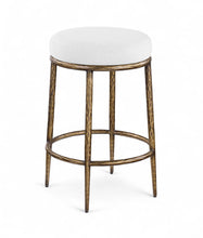 Load image into Gallery viewer, Ferro - Upholstered Backless Counter Stool With Brushed Gold Base
