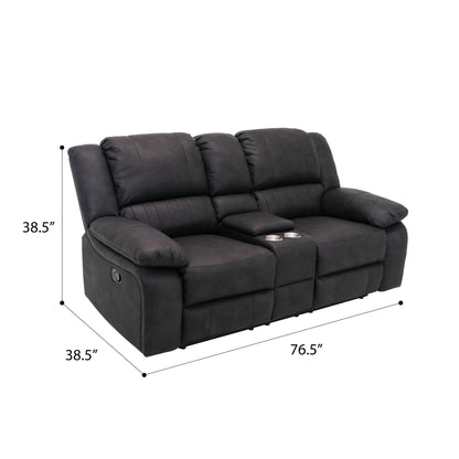 Reclining Console Loveseat - Black - Fabric