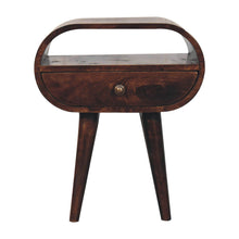 Load image into Gallery viewer, Circular Bedside Table With Open Slot - Walnut
