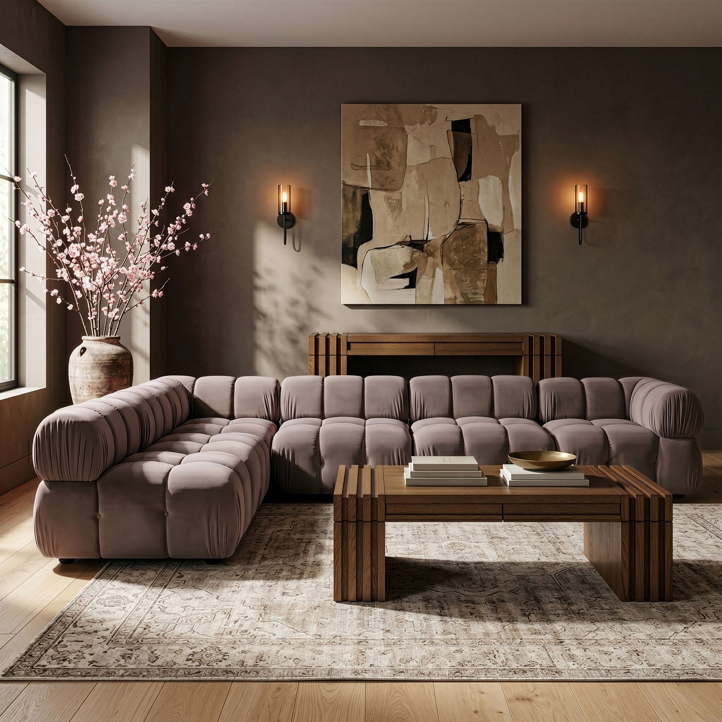 Orin - Velvet 6 Piece Modular L-Shaped Sectional