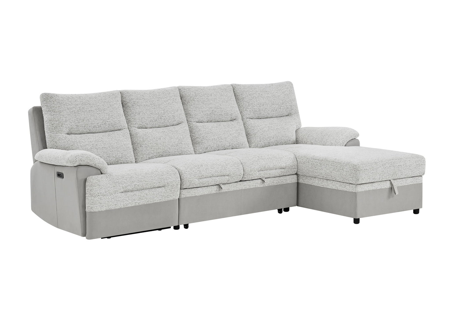 U3822 - Right Facing Chaise With Storage - Light Gray