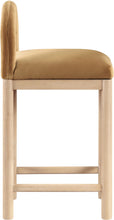 Load image into Gallery viewer, Conrad - Velvet Counter Stool With Natural Legs - Saddle
