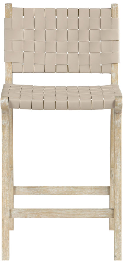 Entwine - Vegan Leather Upholstered Counter Stool - Painted Natural