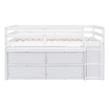 Load image into Gallery viewer, Loft Bed With Retractable Writing Desk And 4 Drawers, With Lateral Portable Desk And Shelves

