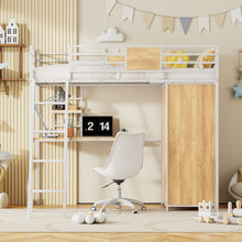 Load image into Gallery viewer, Loft Bed With L Shape Desk And Wardrobe

