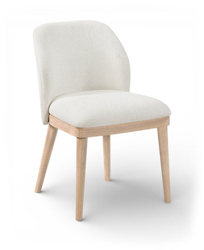 Valeo - Linen Textured Fabric Upholstered Dining Chair (Set of 2) - Painted Natural Base