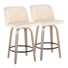 Load image into Gallery viewer, Toriano - Contemporary Fixed Height Counter Stool With Swivel &amp; Round Footrest (Set of 2)
