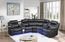Load image into Gallery viewer, U63 - Motion 3 Piece Sectional With Bluetooth Speaker - Black
